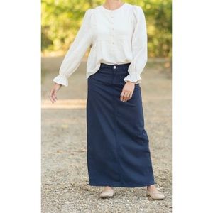 Last Chance! Stella Navy Night Denim Maxi Skirt